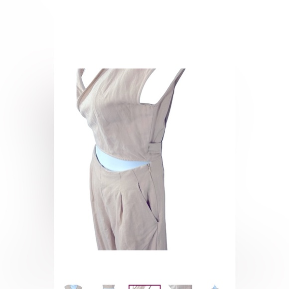 Bohme Lua Wrap Tan Khaki Linen Blend Jumpsuit Size Large - Picture 2 of 3